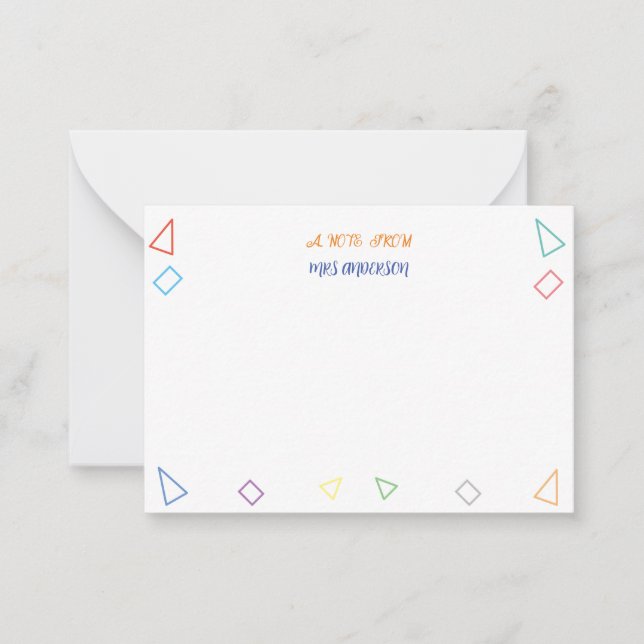 A note from teacher Gift Card (Front)