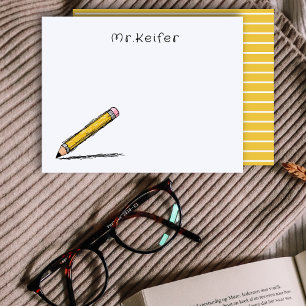 A Note From Teacher Illustrated Simple Pencil  Card