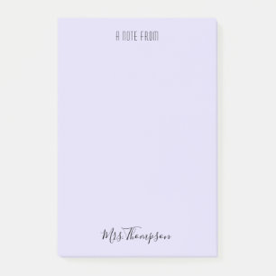 A Note From Teacher Purple Minimalist Name
