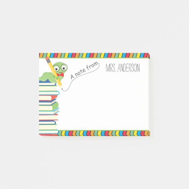 A Note From Teacher with a Bookworm (Front)