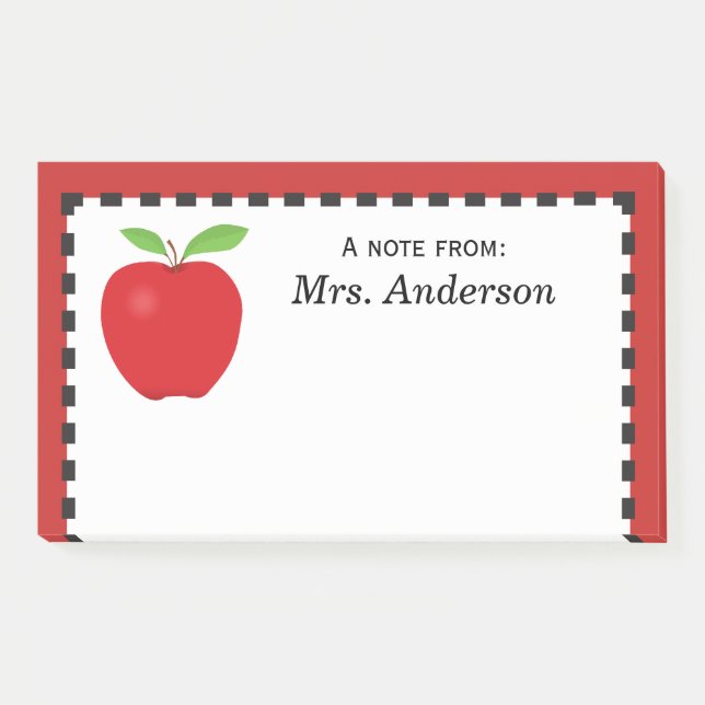 A Note From Teacher with Red Apple (Front)
