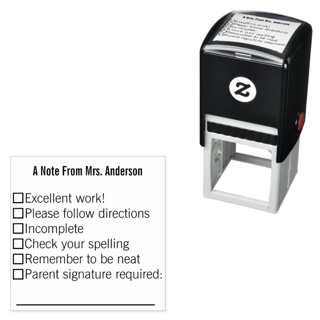 A Note From Teacher's Name Text Template Self-inking Stamp (In Situ)