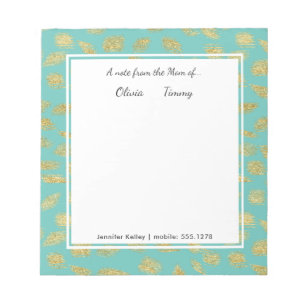 A Note From the Mum of...Teal & Gold Personalised