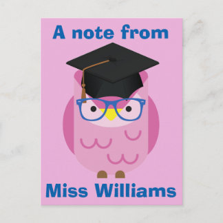 A note from the Teacher Purple Owl Postcard