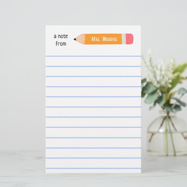 A note from yellow pencil... teaches gift stationery (Standing Front)