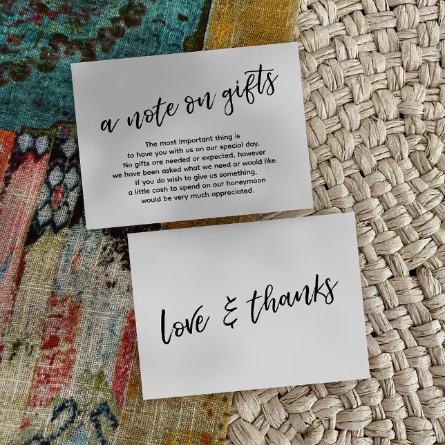 A Note on Gifts Casual Handwriting Wedding, White Enclosure Card (Creator Uploaded)