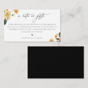 A Note On Gifts Citrus Floral Wedding Enclosure Card