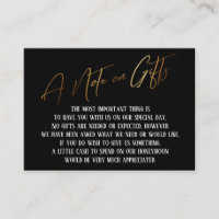 A Note on Gifts Gold Modern Handwriting Wedding