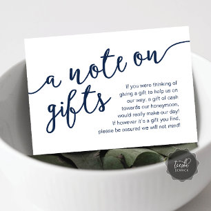A Note On Gifts, Honeymoon Fund Cash Wish Enclosure Card