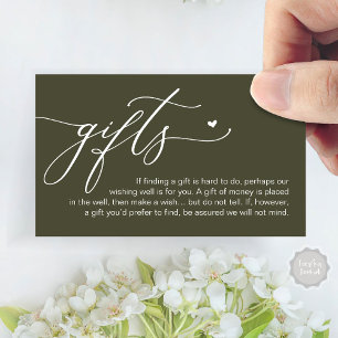 A note on gifts, Honeymoon Money Cash Fund Enclosure Card