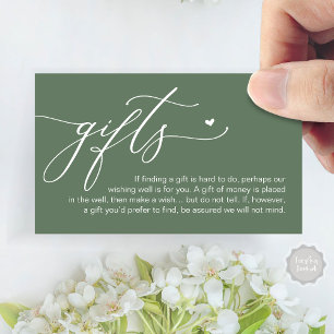 A note on gifts, Honeymoon Money Cash Fund Enclosure Card