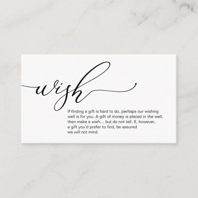 A note on gifts, Honeymoon Wish Enclosure Card (Front)
