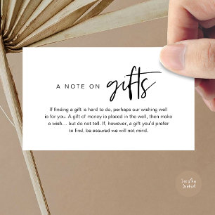 A note on gifts, Honeymoon Wish Fund Cash Enclosure Card