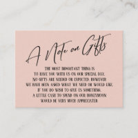 A Note on Gifts Modern Handwriting Wedding Blush