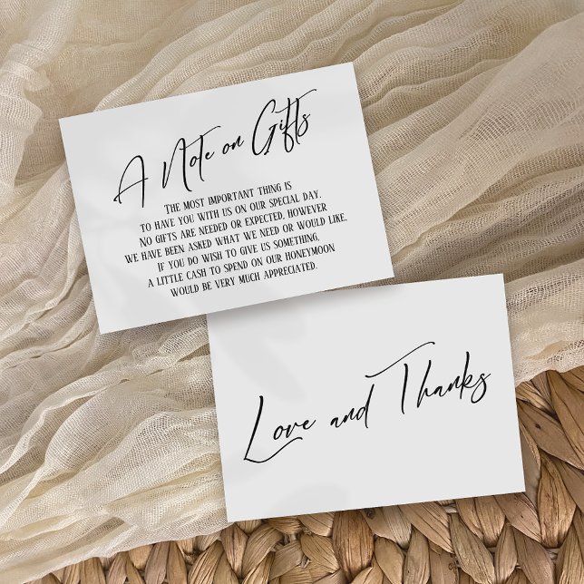 A Note on Gifts Modern Handwriting Wedding Enclosure Card (Creator Uploaded)