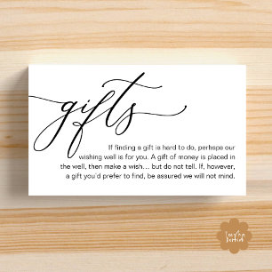 A Note On Gifts, Modern Romantic Elegance Wedding Enclosure Card
