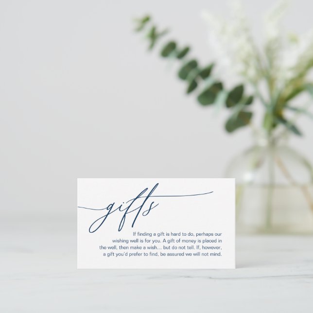 A Note On Gifts, Modern Romantic Elegant Wedding Enclosure Card (Standing Front)