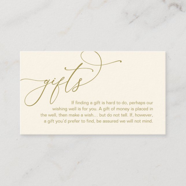 A Note On Gifts, Modern Romantic Elegant Wedding Enclosure Card (Front)