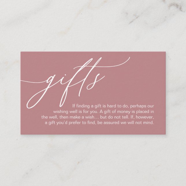 A Note On Gifts, Modern Romantic Elegant Wedding Enclosure Card (Front)