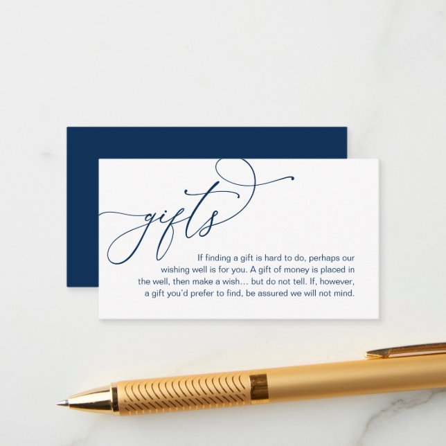 A Note On Gifts, Modern Romantic Elegant Wedding Enclosure Card (Front/Back In Situ)
