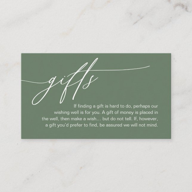 A Note On Gifts, Modern Romantic Elegant Wedding Enclosure Card (Front)