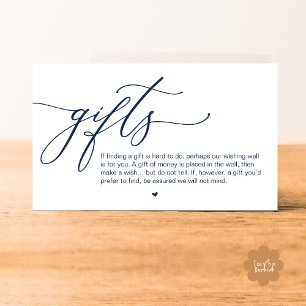 A note on gifts, Modern Romantic Wedding  Enclosure Card