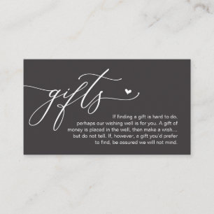 A note on gifts, Modern Romantic Wedding Enclosure Card