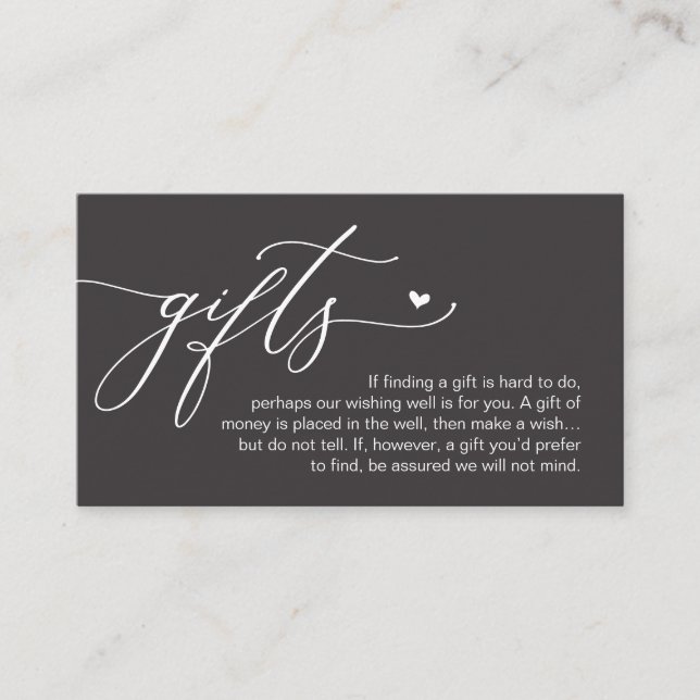 A note on gifts, Modern Romantic Wedding  Enclosure Card (Front)