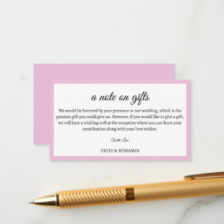 A Note on Gifts Modern Wedding Wishing Well Enclosure Card