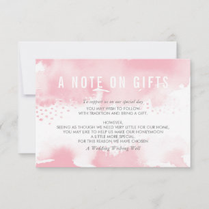 A NOTE ON GIFTS stylish watercolor blush pink grey Invitation