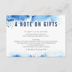A NOTE ON GIFTS stylish watercolor dark blue Note Card