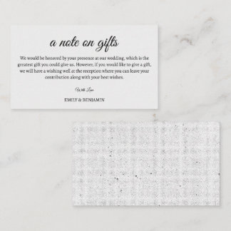 A Note On Gifts Wedding Enclosure Card