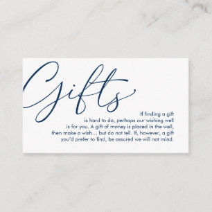 A note on gifts, wedding honeymoon wish enclosure card