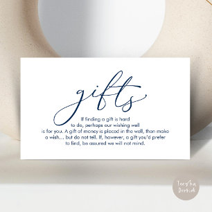 A note on gifts, wedding honeymoon wish enclosure card