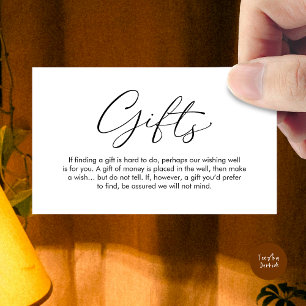 A note on gifts, wedding honeymoon wish enclosure card