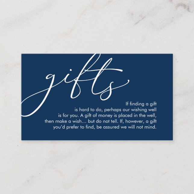 A note on gifts, wedding honeymoon wish enclosure card (Front)