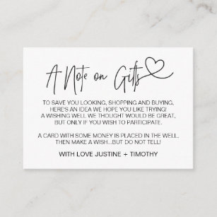 A Note on Gifts Wedding Wishing Well Card Heart