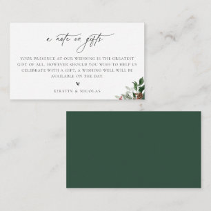 A Note On Gifts Winter Greenery Wedding Enclosure Card