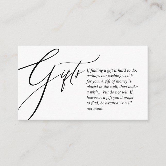 A Note On Wedding Gifts, Modern Elegant Enclosure Card (Front)