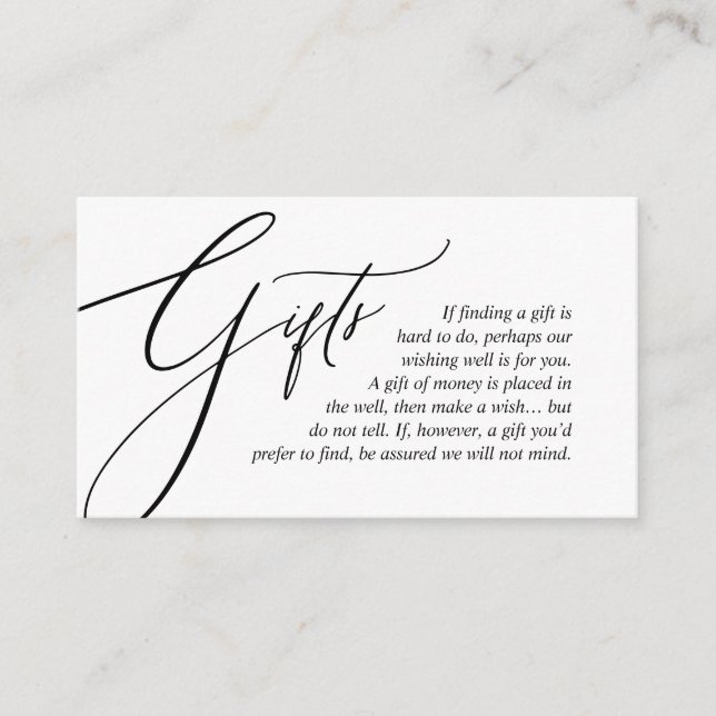 A Note On Wedding Gifts, Modern Elegant Enclosure Card (Front)