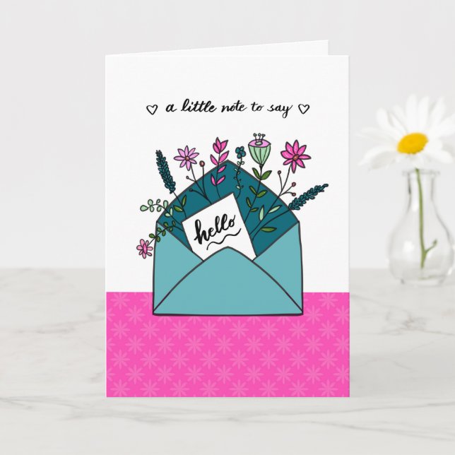 A Note to Say Hello with Flowers  Card (Small Plant)