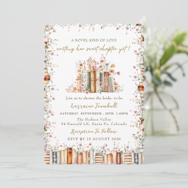 A Novel Kind of Love - Book Story Bridal Shower Invitation (Standing Front)