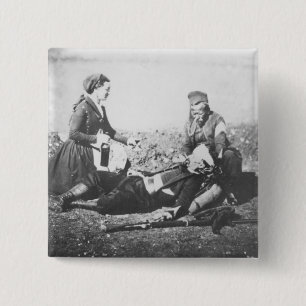 A Nurse Tending a Wounded Man 15 Cm Square Badge
