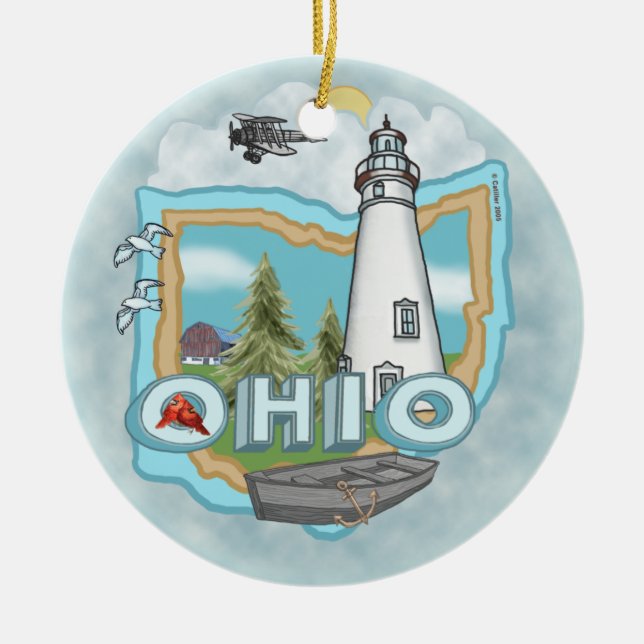 A Ohio Lighthouse Ceramic Ornament (Front)