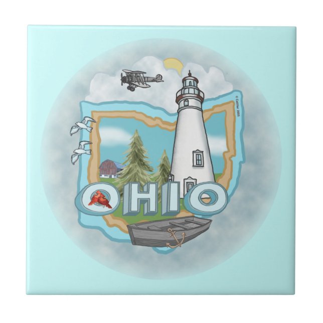 A Ohio Lighthouse Ceramic Tile (Front)