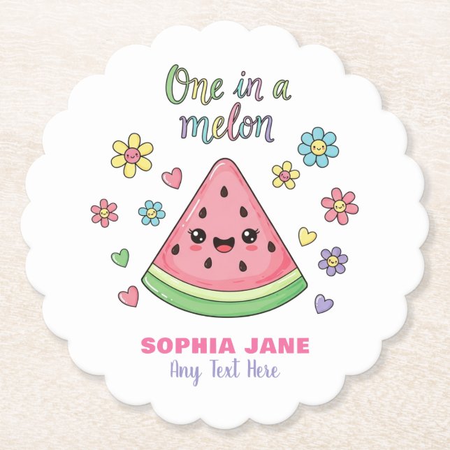 A One in a Melon Celebration  Paper Coaster (Front)