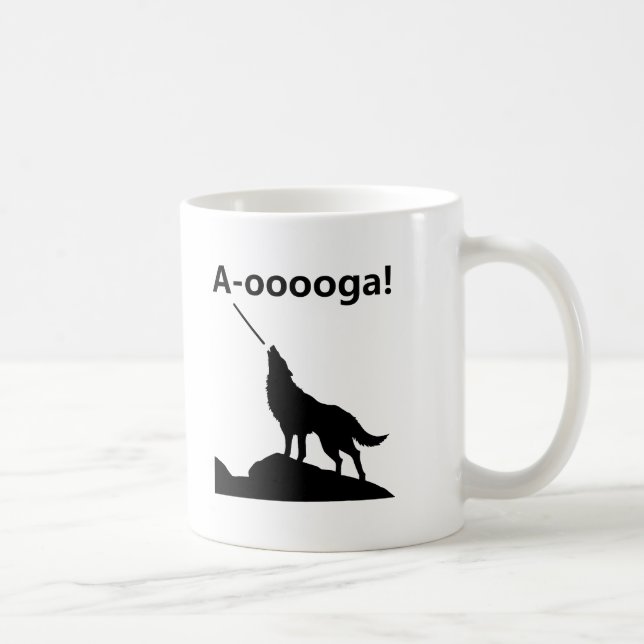 "A-OOOOOOGA!" Wolf Funny Mug (Right)