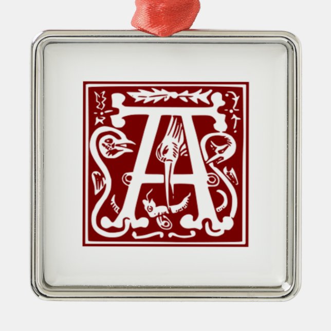 A - Ornamental Alphabet Metal Tree Decoration (Front)