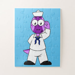 A Pachycephalosaurus Dinosaur Navy Sailor. Jigsaw Puzzle