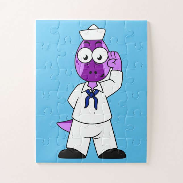 A Pachycephalosaurus Dinosaur Navy Sailor. Jigsaw Puzzle (Vertical)